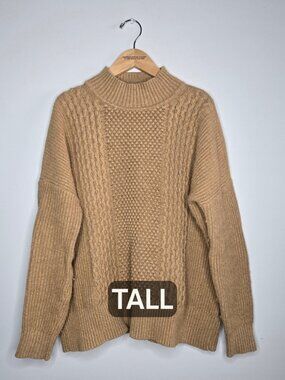 GAP Tall M Sweater Tan Cable Knit